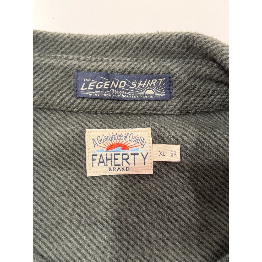 Faherty Brand The Legend Shirt Mens XL Dark Forest Green Knit Button Down - Picture 4 of 6